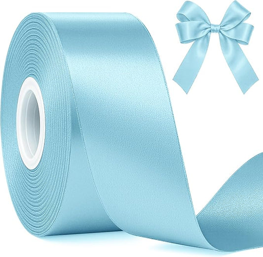 Fullive 1 1/2 Inch Satin Ribbon, 30 Yards Lake Blue Ribbons for Crafts, Polyester Ribbon for Gift Wrapping for Birthday Graduate Oktoberfest Christmas Decorations Wrapping Bouquet Floral Arrangements