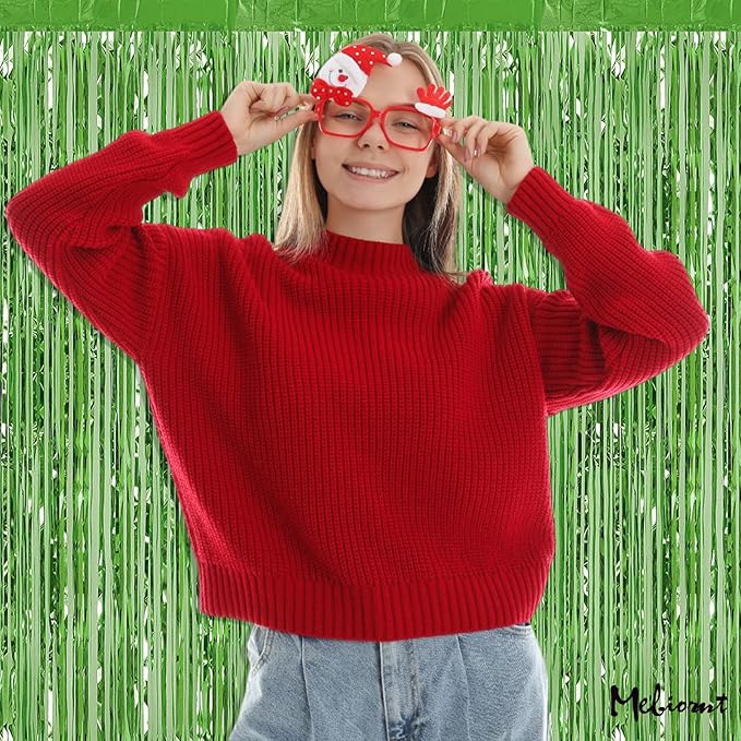 4 Pack Fringe Curtain Backdrop, 3.2Ft x 9.8Ft Light Green Metallic Tinsel Foil Fringe Streamers Background for Photo Booth Birthday Wedding Baby Shower Carnival Easter Mother’s Day Party Decorations