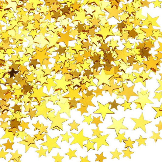 Hestya 60g Star Confetti Glitter Table Confetti Metallic Foil Stars for Christmas Party Wedding Festival Decorations(Gold,10mm and 6mm)