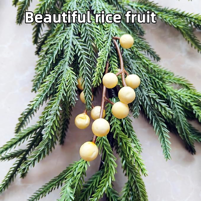 Velasko 6 FT Norfolk Pine Garland, Christmas Green Artificial Real Touch Cedar Garland, Faux Cedar with Lights, for Table, Wall, Fireplace Indoor Outdoor Decor