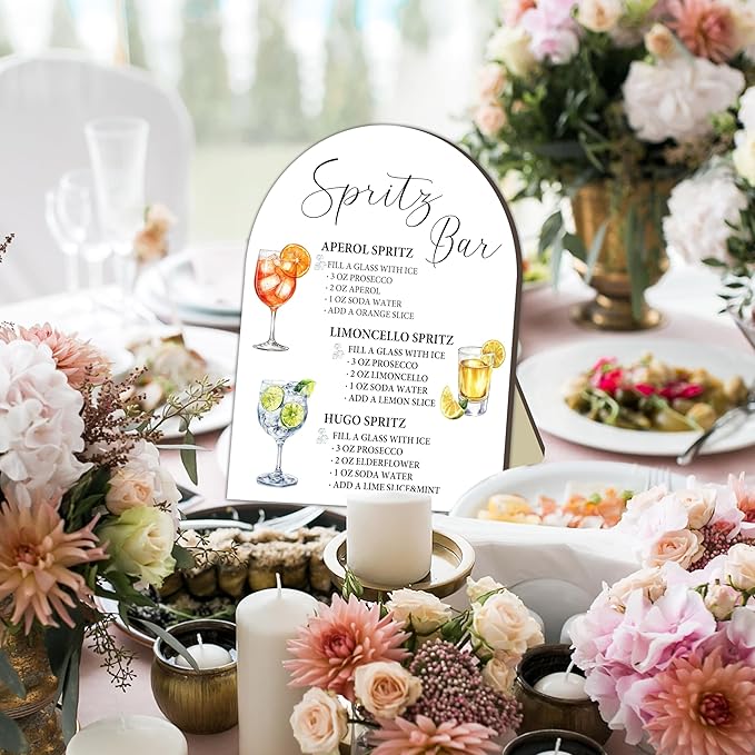 Spritz Bar Sign Sign, Spritz Bar Sign for Wedding Party, Cocktail Signs for Bride Shower, Cocktail Recipe Card Signs Decoration, Cocktails Drink Recipe for Baby Shower Wedding Parties Decor 8x10 In