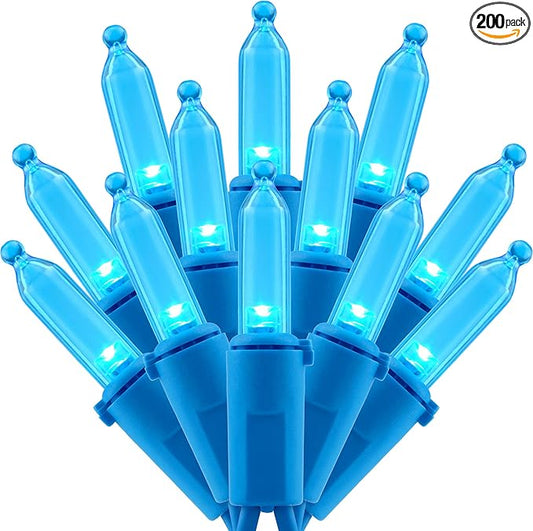 200 Blue LED Christmas Lights with Blue Wire, Pack of 2 Sets 33 ft 100 Count UL Certified Commercial Grade String Light (Blue)