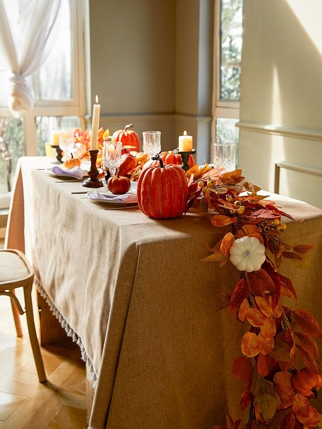 Thanksgiving Decorations - Clycaloor 13FT Fall Garland Maple Leaf, Artificial Autumn Hanging Vine Garland Thanksgiving Decor for Home Wedding Fireplace Party Christmas Halloween