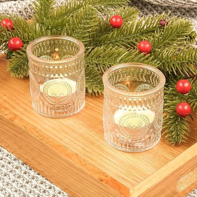 30pcs Clear Votive Candle Holders, 2x2.5in Clear Glass Tea Light Candle Holder for Home, Votives for Fall Wedding Decor, Party, Christmas Decor & Gifts