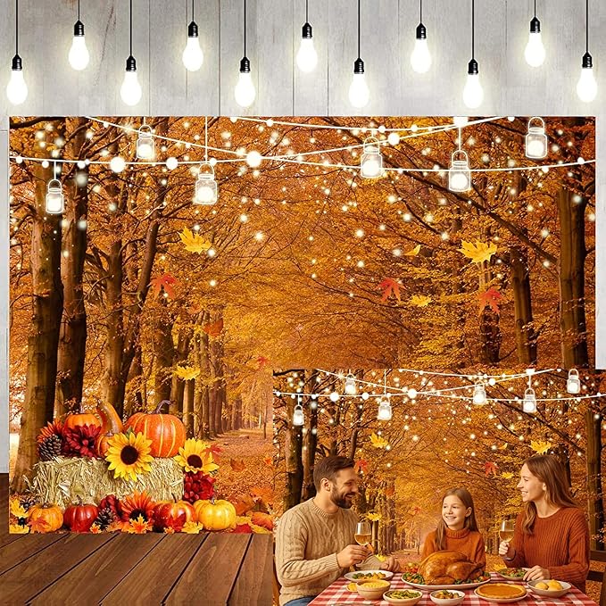 LTLYH 7x5ft Fall Forest Photography Backdrop Fall Harvest Backdrop Thanksgiving Background Pumpkin Decoration Party Backdrops Fall Photo Backdrop 185