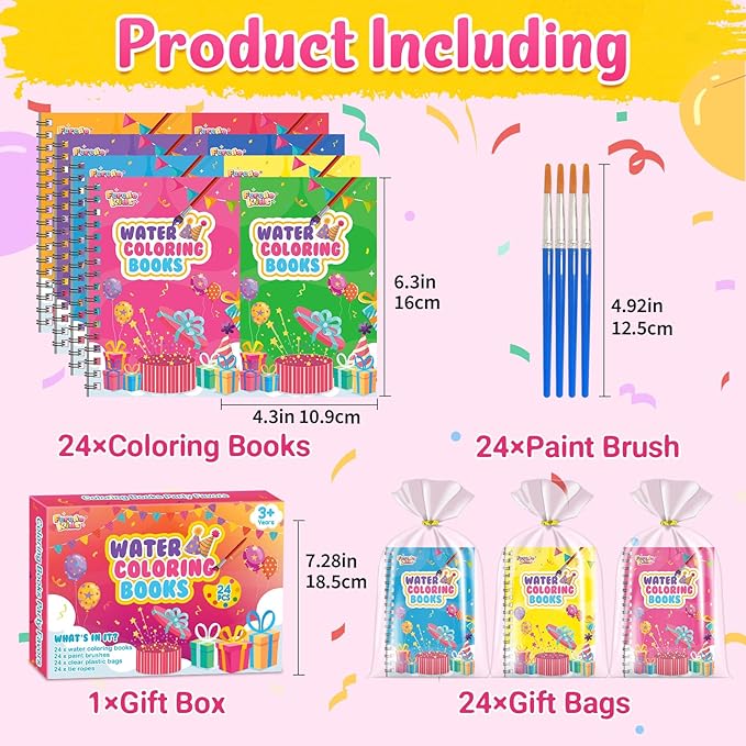 Coloring Books Party Favors for Kids - 24 Pack Mini Water Coloring Books Paint Sets for Kids Goodie Bags Stuffers Students Classroom Gifts Bulk, Return Gifts for Birthday Halloween Party Favors Bulk