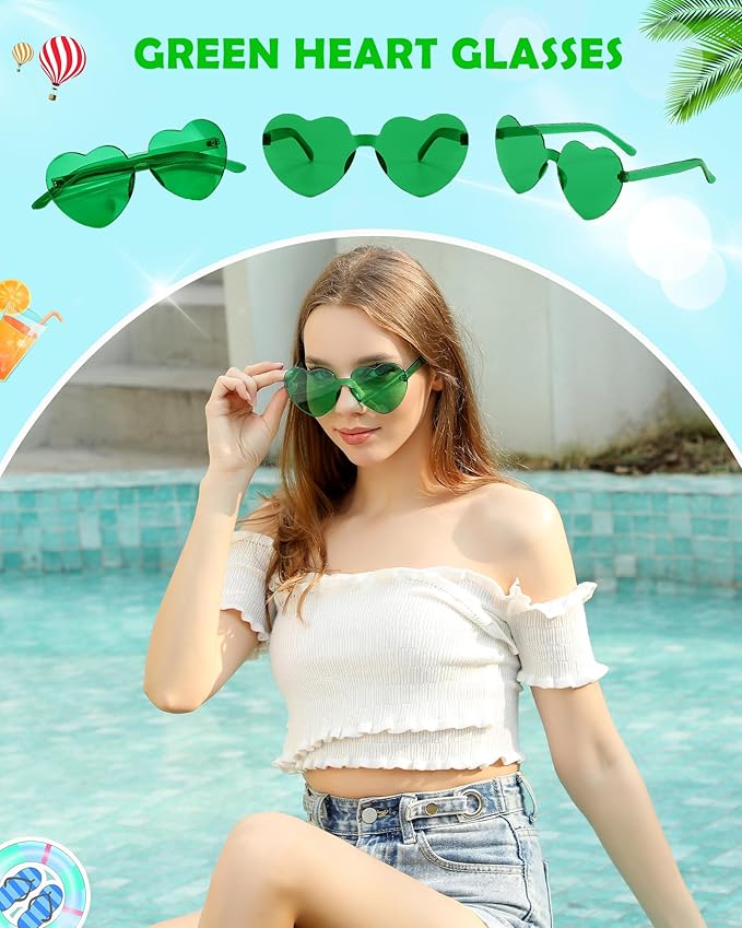 40 Pairs Heart Shaped Sunglasses Bulk, Colorful Rimless Fun Heart Sunglasses for Women Party Favors