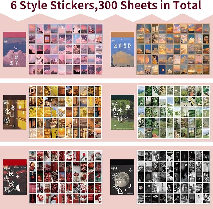 600 Pieces Washi Sticker Set, 12 Set Scrapbooking Diary Planner Album Diary Notebook, Scrapbooking Sticker Journaling Supplies for DIY Arts and Crafts Card Making Laptop Decoration