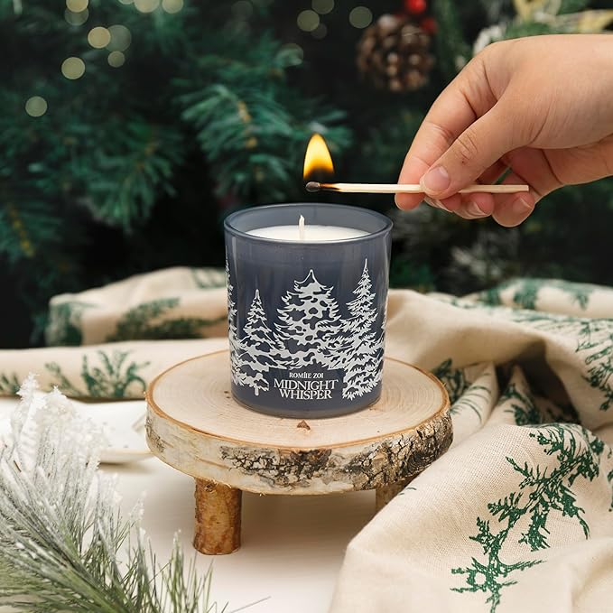 ROMIIE ZOI Christmas Scented Jar Candle - 6oz Soy Wax Candle - Midnight Whisper Infused with Snowy Night Aroma - with Beautiful Keepsake Box Special for Christmas/Holiday Gifts