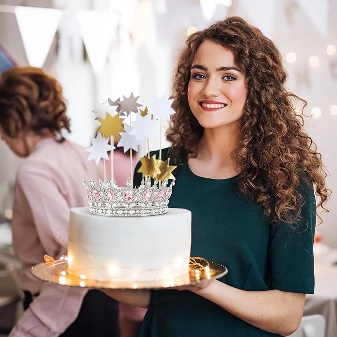 Gold Crown for Women, Crystal Queen Tiaras Headband Wedding Bridal Hair Accessories, Birthday Party Prom Cake Topper