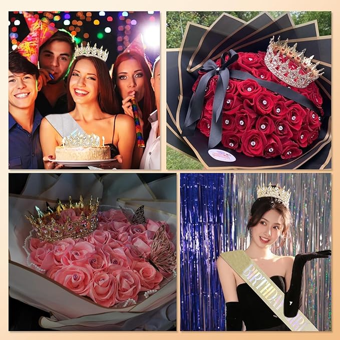 Queen Crowns for Women, Birthdays, Rhinestone Tiara Gifts, Princess Headband, Sweet Accessories