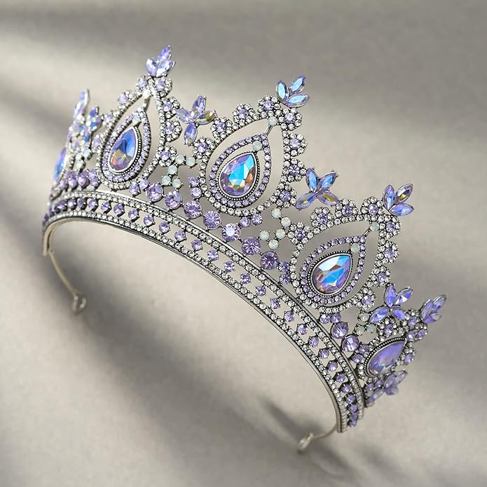 SWEETV Queen Crown for Women,Wedding Tiara for Bride,Princess Tiara,Quinceanera Pageant Crown Diadem
