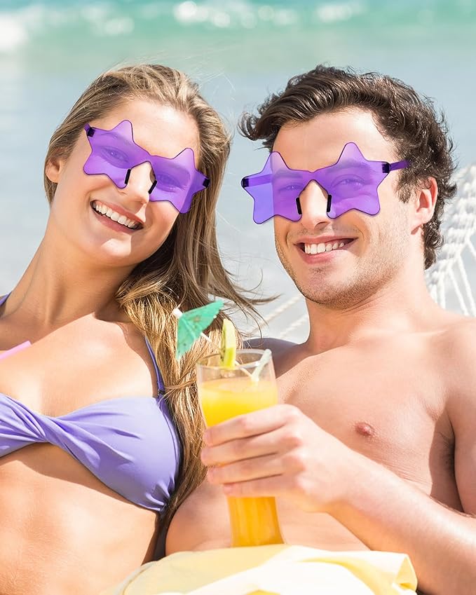 40 Pairs Rimless Star Sunglasses Bulk Wholesale Transparent Candy Color Star Glasses for Women Men Party Favors