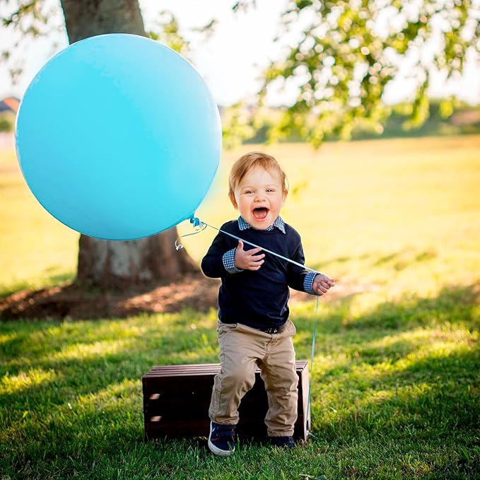 Giant Balloons 36 inch, 4pcs Jumbo Large Latex Pastel Blue Balloons for Birthday Baby Shower Party Decorations.