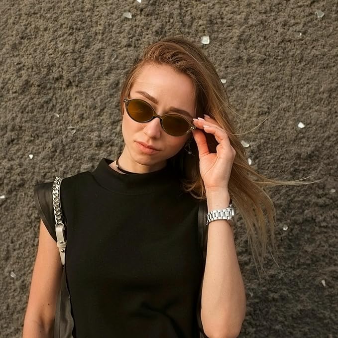 GRFISIA Retro Oval Sunglasses Womens Small Trendy Sun Glasses Sunnies UV400 Protection