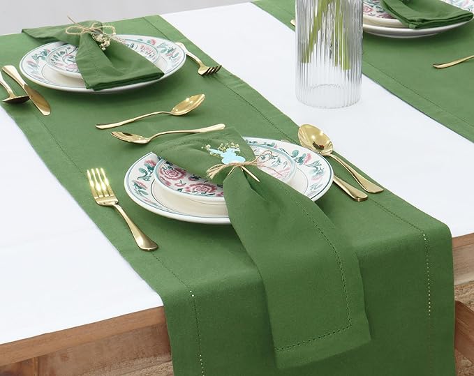 PurpleEssences Set of 12 Cloth Dinner Napkins 100% Cotton 18x18 Inch - Soft Durable Washable - Ideal for Farmhouse Party Fall Thanksgiving - Perfect Everyday Use Table Linen - Sage Green