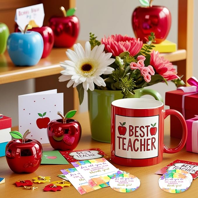 Teacher Appreciation Gift Tags, 40 Pcs Thank You Tags, Colorful Rainbow Stickers for Presents Wrapping Envelope Seals Lables Boxes Cards Party Favor Decorations A01