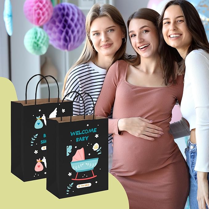 MESHA Gift Paper Bags 12000 PACK 8x4.25x10.5'' Black Medium Shopping Kraft Bags Bulk with Handles Reusable for Business,Grocery,Birthday,Wedding,Kids Party,Favors