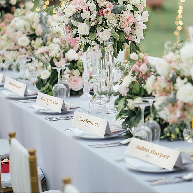 Blank Foldover Place Cards - Printable Cardstock for Inkjet & Laser - Wedding Seating Chart & Buffet Label - Table Name Card & Name Tag - 3.5 x 11 in, White, Pack of 60