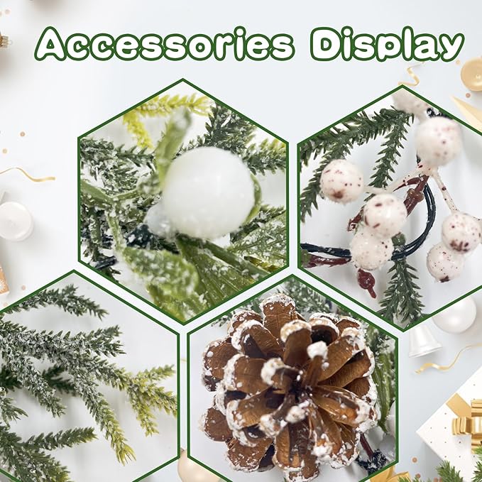9FT Snowy Christmas Garland Battery Operated, Faux Spruce Evergreen Garland with 30 LED Lights, Pine Cones, Berry for Mantel Stair Railing Office Fireplace Decorations