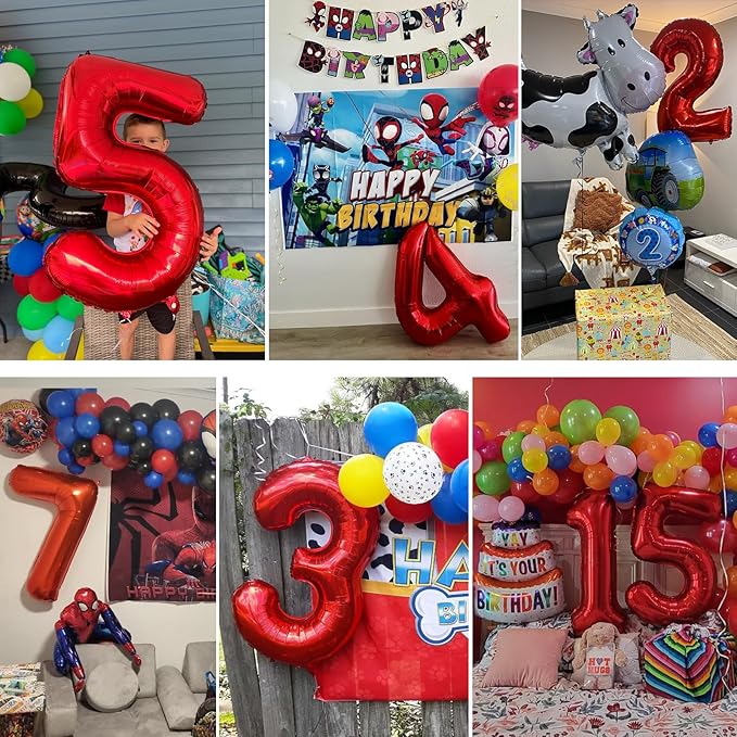 Smlpuame 40 inch Number Balloon 0-9 Red Large Number 22 Balloons,Digital Balloons for Birthday Party Celebration Decorations Supplies, Helium Foil Number Balloons for Wedding Anniversary