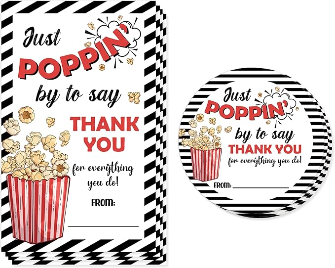 Teacher Appreciation Gift Tags, 40 Pcs Thank You Tags, Poppin Stickers for Presents Wrapping Envelope Seals Lables Boxes Cards Party Favor Decorations A02