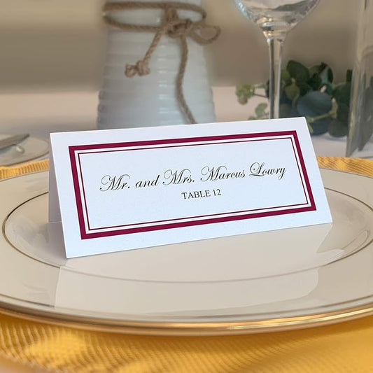 Double Line Border Place Cards, Burgundy (Choose Color), Set of 150, Pre-cut and Scored - Wedding, Party, Dinner, and Special Events - Made in the USA