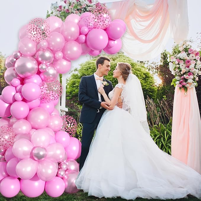 Paready Pink Shades Balloons Garland Arch Kit 115Pcs for Girls Birthday Engagement Wedding Bridal Shower Baby Shower Graduation Party Decorations
