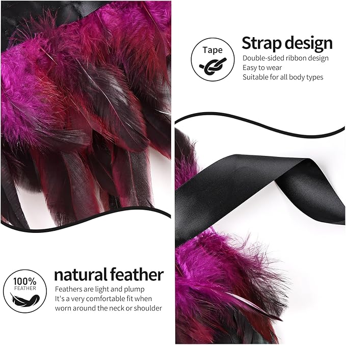 Gothic Natural Feather Shrug Feather Shawl Wrap Cape Victorian Collar for Halloween Cosplay Party Costume Accessories