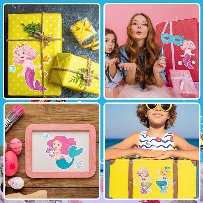 Make a Face Stickers - 32 Mermaid Sheets for Girls - Mermaid Birthday Party Favors - Kids Travel & Car Activities
