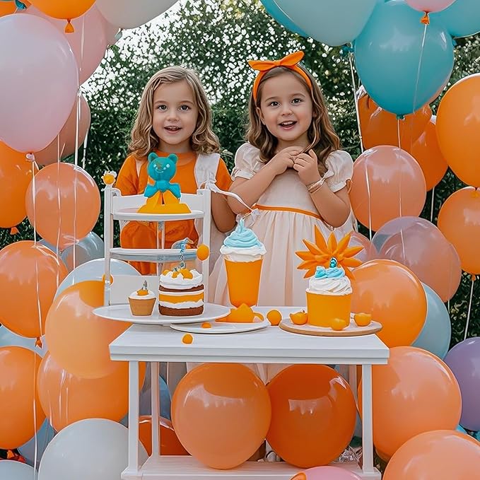 Orange Balloons, Latex Party Balloons with Ribbons, 100 Pack 12 inch Orange Round Helium Balloons for Autumn Wedding, Graduation,Birthday,Halloween Party Decorations and Spooky Party