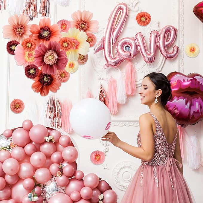 Crowye 12 Pcs Large Colorful Tissue Paper Flowers Decorations 20" Giant Fiesta Crepe Paper Flowers for Wall Decor Backdrop Mexican Wedding Birthday Baby Shower Carnival Party Craft (Vintage Color)