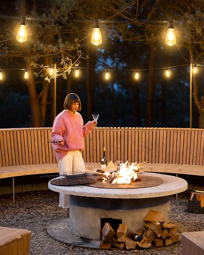 Outdoor String Lights Waterproof, 50FT Patio Lights with 26 ST38 Edison Bulbs (1 Sqare), Outside Hanging Decorative Lights for Porch, Blacony, Blackyard, Bistro, Garden, 2700K