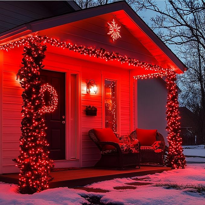 Joomer Mini Christmas String Lights - 19.5FT 100 LED Plug-in String Light, Connectable Waterproof Fairy Lights for Indoor Outdoor Decor, Patio, Home, Garden,Holiday,Christmas Decoration - Red