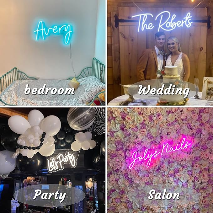 Custom LED Neon Signs, Handmade Personalised Neon Lights for Bedroom Wedding Birthday Party Home Wall Décor Bar Salon Neon Light Sign, Company Logo or Business Signs ( Optional 18'' to 55'')