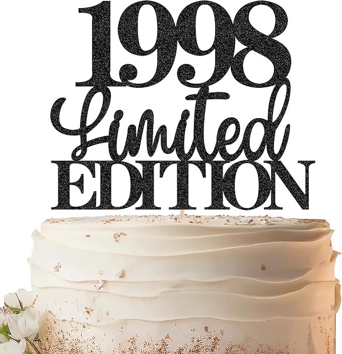 Limited EDITION 1998 Cake Topper - Black Glitter Happy 27th Birthday Party Cake Decoration Supplies, Cheer to 27 Years Cake Bunting Decor for 27th Birthday Party Photo Booth Props
