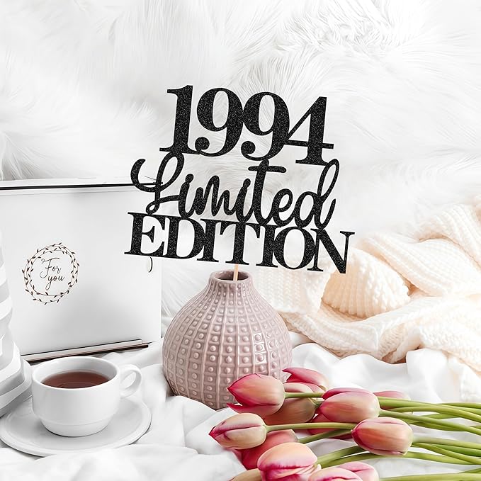 Limited EDITION 1994 Cake Topper - Black Glitter Happy 31st Birthday Party Cake Decoration Supplies, Cheer to 31 Years Cake Bunting Decor for 31st Birthday Party Photo Booth Props