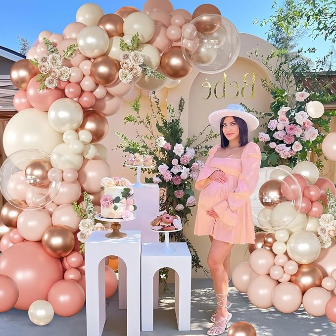 Dusty Pink Balloon Arch Kit 126 Pcs Retro Blush Pink and Metallic Rose Gold Balloon Arch Garland Kit for Wedding Birthday Baby Shower Gender Reveal Bridal Decorations