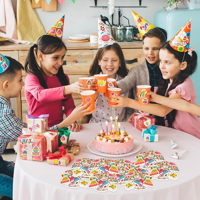 300Pcs Happy Birthday Foam Stickers, Cute Colorful Birthday Stickers Self Adhesive Sticker for Home Office School Classroom DIY Art Craft Birthdays Party Decorations Supplies
