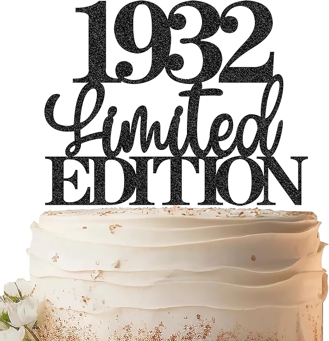 Limited EDITION 1932 Cake Topper - Black Glitter Happy 93rd Birthday Party Cake Decoration Supplies, Cheer to 93 Years Cake Bunting Decor for 93rd Birthday Party Photo Booth Props
