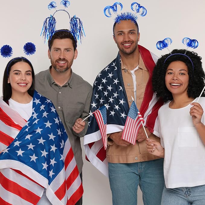 Censen 24 Pcs Pom Pom Headband Tinsel Wrapped Ponytail Head Bopper Costume Headwear Halloween Party Accessory