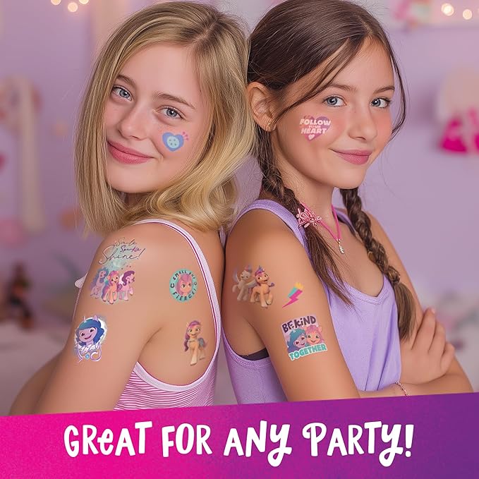 My Little Pony Temporary Tattoos for Kids 200 pack. Made in the USA w Certified Safe Ink.