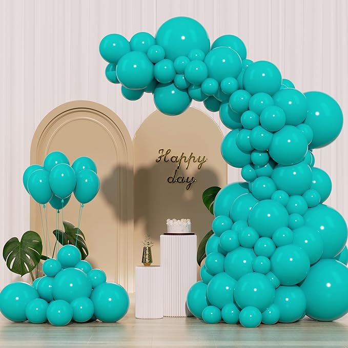 Turquoise Blue Peacock Blue Balloons 145pcs Different Sizes 5in 10in 12in 18in Teal Aqua Latex Balloon Arch Kit Garland for Wedding Baby Shower Birthday Party Decoration