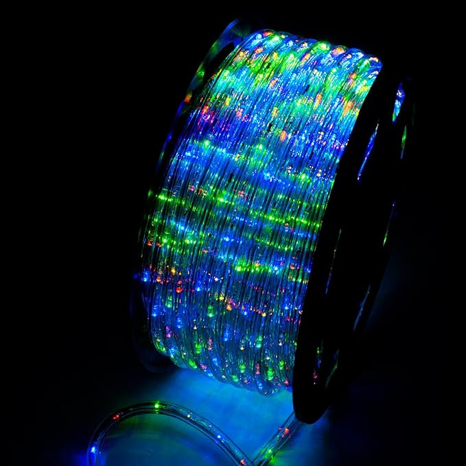 Flexible 150FT Crystal Clear PVC Tubing LED Rope Light Indoor/Outdoor Boat Decorative Party Christmas Holiday Business Restaurant Light Kit 110V (Multi-Color)