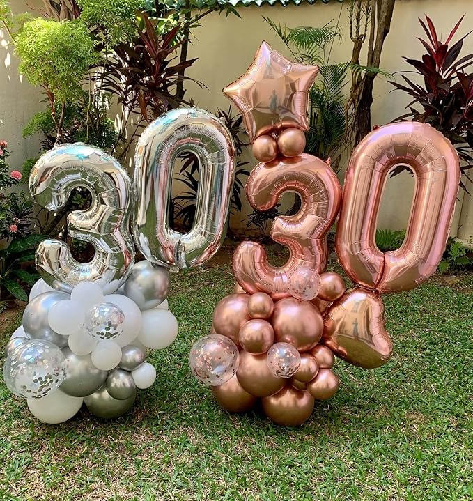 40 Inch Silver 30 Number Balloons Giant Jumbo Huge 30 Foil Mylar Helium Number Digital Balloons Silver Birthday Mylar Digital Balloons Dirty 30th Birthday Party 30th Anniversary Events Party