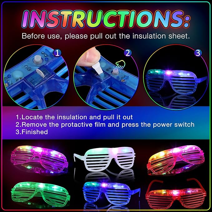 54 Pieces Neon Party Supplies Glow in The Dark Parties Supplies 18 Pcs Neon Gangster Party Hats 18 Pcs Light up Glasses with Colorful Feather Boas for Christmas 80's Raves Carnival Hora Loca Parties