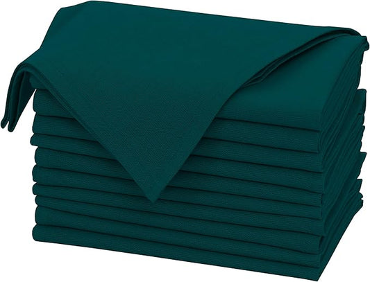 Ruvanti Linen Napkins Set of 12, 18x18 Cloth Napkins, Cotton Linen Blend Napkins Cloth Washable, Soft, Reusable Dinner Napkins for Wedding, Parties, Christmas, Thanksgiving, Everyday Use - Teal