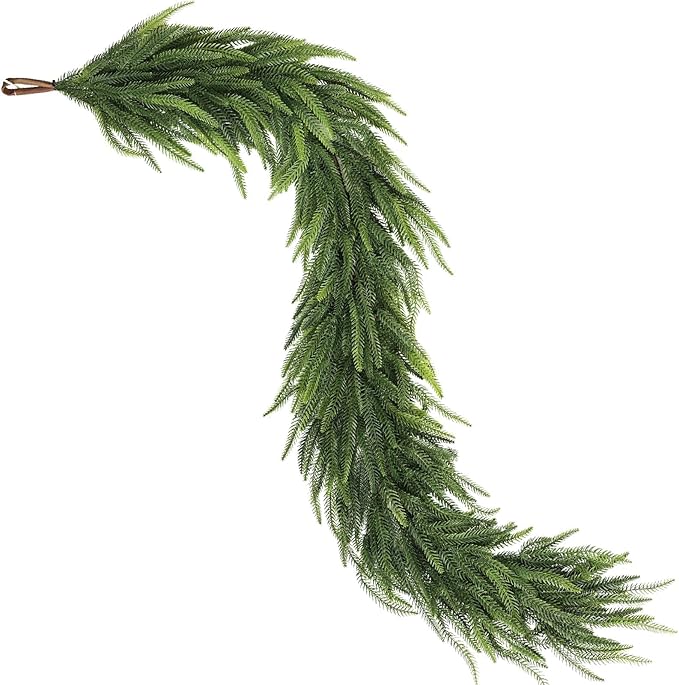 Christmas Norfolk Pine Garlands - 5ft Artificial Garland Faux Green Fake Pine Needles Garland for Fireplace,Table,Window,Stairs,Mante,Holiday Indoor Outdoor Xmas Decor(1PCS)