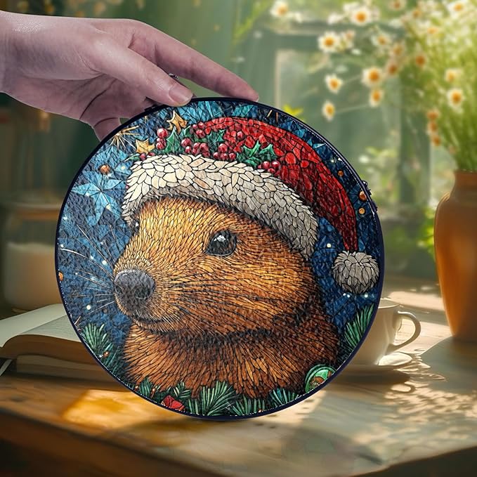 Squirrel Stained Glass Window Hanging Decor - Squirrel Christmas Hanging Ornament - Squirrel Christmas Decor - Window Hanging Ornament - Xmas Gifts for Women, Mom