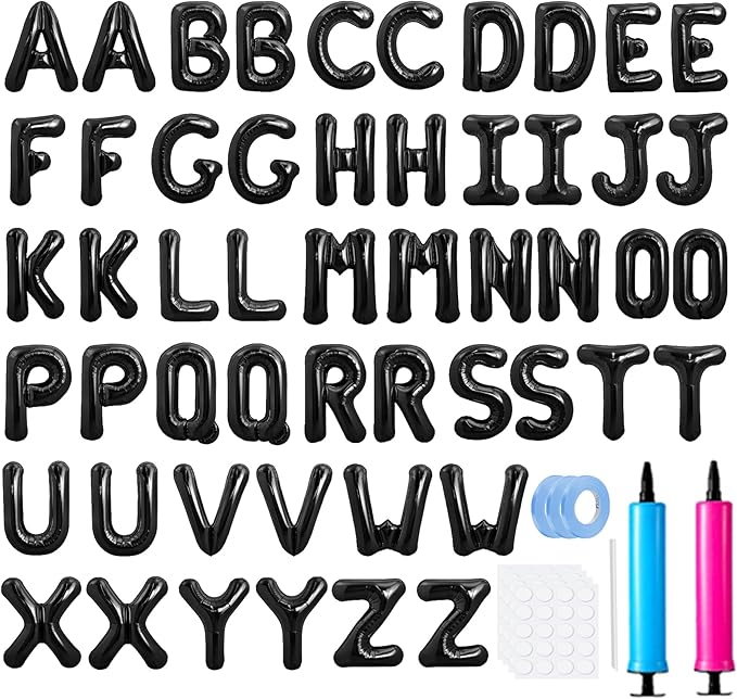 LIOZEOKUN Letter Balloons 16 Inch Alphabet A-Z Mylar Foil Balloons 2 Set for Wedding Birthday Party Decoration Banner Custom Phrase 52 Pcs